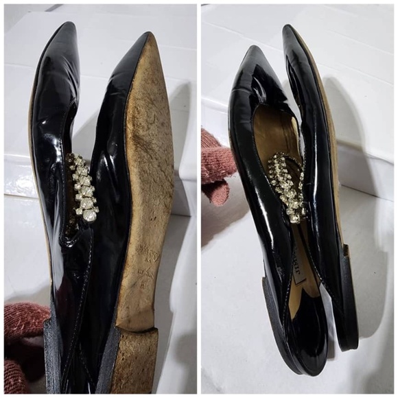 Authentic Jimmy Choo Patent Leather Flat Mules With Crystal Strap Black Size 39 - Picture 15 of 15